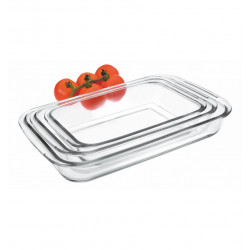 Ibili Set Of 3 Rectangular Glass Trays