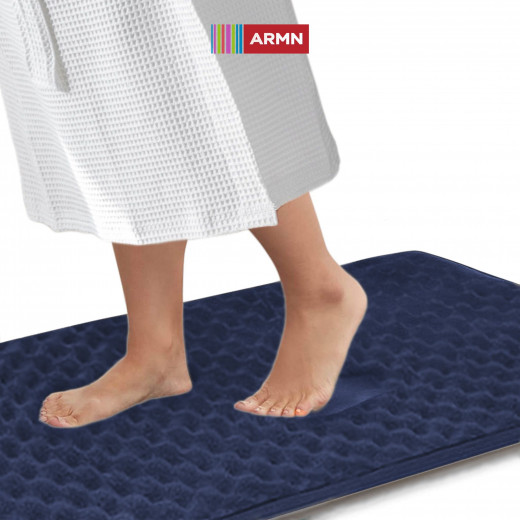 ARMN Clara Memory Foam Bath Rug, Navy Blue Color, 70x120 Cm