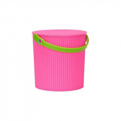 Parex Rainbow Round Mini Storage Bucket, Pink and Green