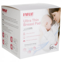 Farlin Ultra Thin Premium Breast Pads, 60 Pieces