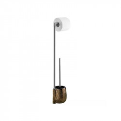 Wenko "Marrakesh" Standing Toilet Paper Holder & Toilet Brush, Pottery - Brown