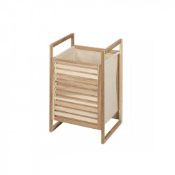 Wenko Acina Laundry Basket - Wood - Brown & Cream