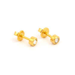 Studex Gold Plated Large Bezel April Crystal Sterilized Ear Studs