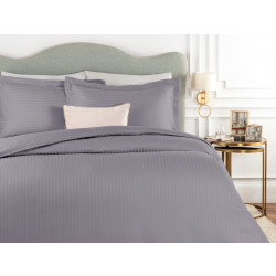 Madame Coco Elicia Double Size, Striped Bed Linen Set, Dark Grey Color