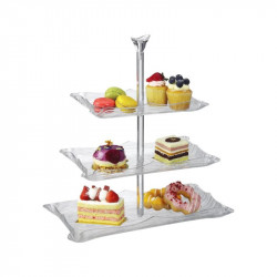 Al Hoora 3 Tier Textured Dessert Stand, Clear