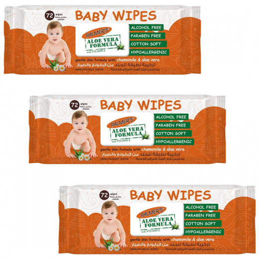 Palmer's Baby Wipes Flow, 72 wipes per pack, 3 Pieces