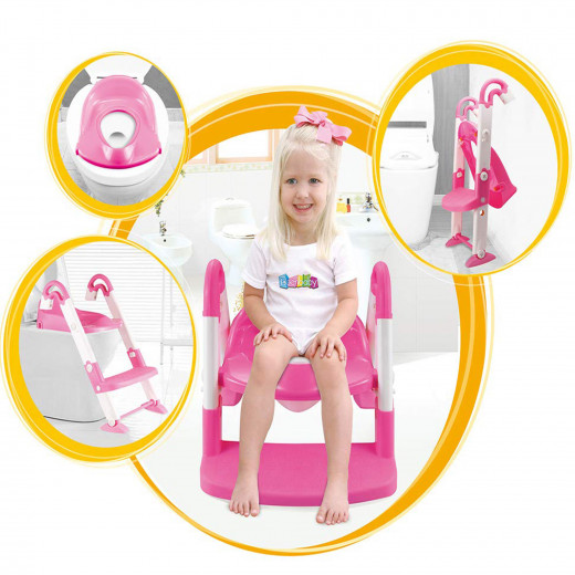 Kogin kids Potty Training Toilet Seat with Step Stool Ladder Baby Toddler Kid Children Toilet Training Seat Chair, Pink