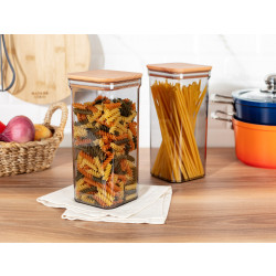 Madame Coco Storage Box With Wooden Lid 1500ml, 2 Pieces, Clear