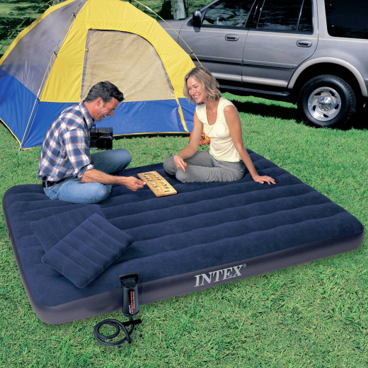 Intex Standard Classic Downy Air Mattress Queen Set, 203 x 152 x 25 cm