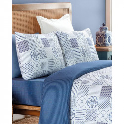 Madame Coco Slainie King Size Ranforce Printed Duvet Cover Set, Navy Blue