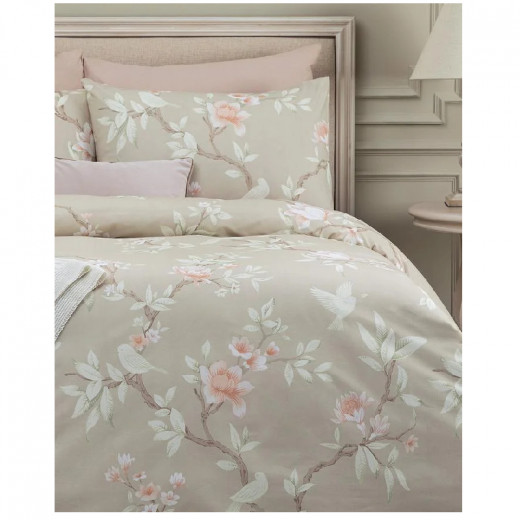 Madame Coco Pons Ranforce Printed Duvet Cover Set, Beige Color, Size Double