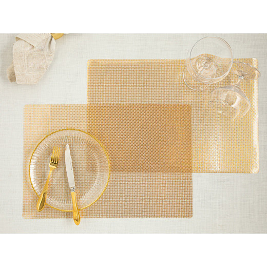English Home Gold Striped Puff Placemat, 30x45 cm, 2 Pieces