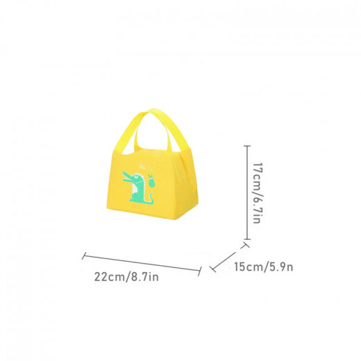 حقيبة غذاء ، لون أصفر بتصميم تمساح من اميغو