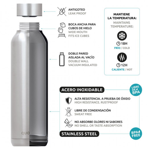 Quokka Stainless Steel Bottle, Tulips Design, 630 Ml