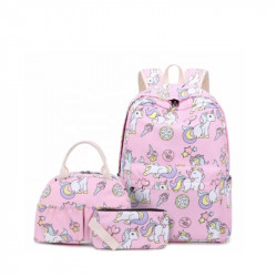 Girls School Backpack Backpack with Lunch Bag & Pencil Case Unicorn