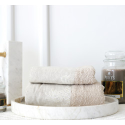 Dreams Foglie Towels -  Beige 2 Pieces