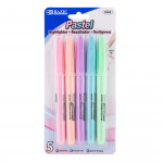 Bazic Pen Style Pastel Highlighter With Pocket Clip, 5 Pack