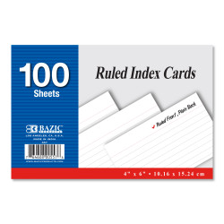 Bazic Ruled White Index Card 4  X 6 100 Pages