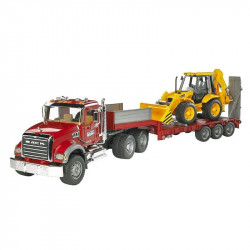 Bruder  Mack Granite Flatbed Truck with JCB Loader Backhoe