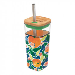 Quokka Glass Straw Tumbler With Silicone Cover Liquid Cube Oranges 540 Ml