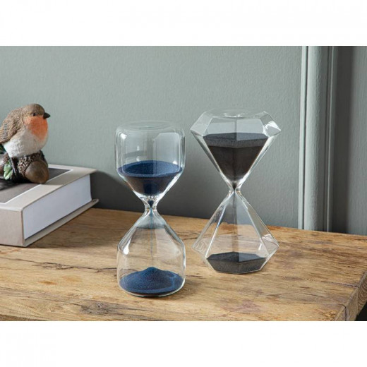 ساعة رملية زجاجية لون أزرق حجم 6.5*6.5*15 سم من انجلش هوم