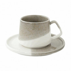 Easy Life Double Coffee Cup & Saucer Set  Beige Color ,130 Ml