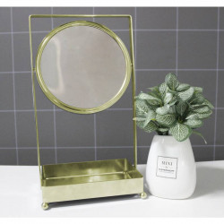 ARMN Delta Countertop Vanity Mirror With Tray, Gold Color