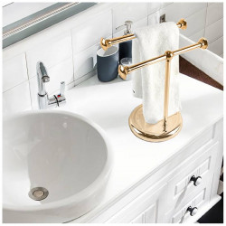 ARMN Delta Countertop Double Towel Rack, Gold Color