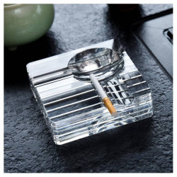 ARMN Century Square Crystal Ashtray, Transparent Color, 13.5cm