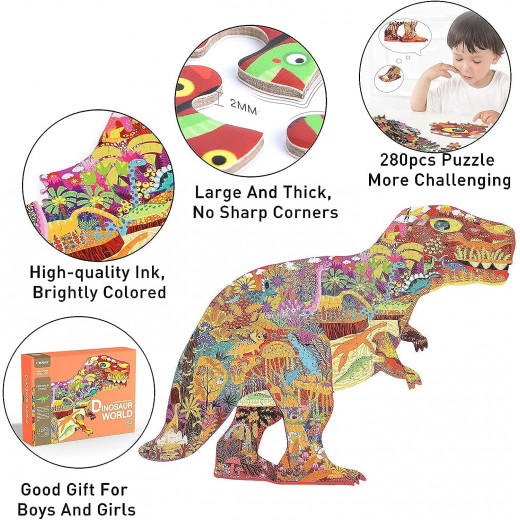 Mideer Large Animal Shaped Puzzle Dinosaur World, 280 Pieces