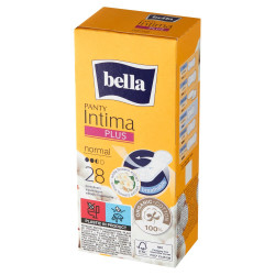 Bella Panty Intima Plus Normal Pantyliners Cotton Cover, 28 Pieces