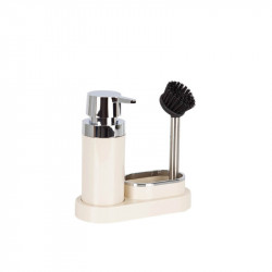 Primanova Polen Kitchen Liquid Soap Dispenser & Brush Holder, Beige