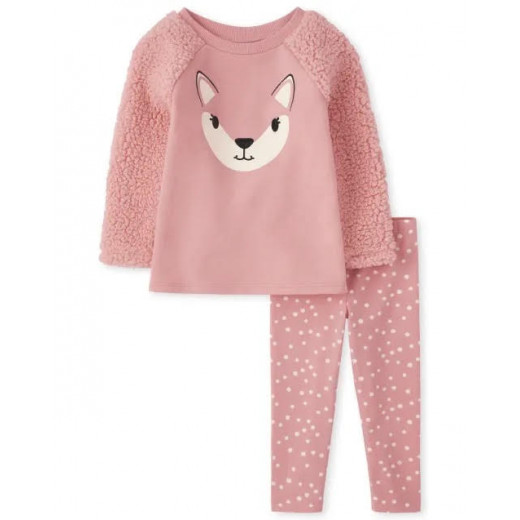 Winter Fleece Children Pajama, 2 Pieces, Pink Color