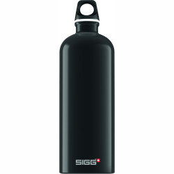 Sigg Traveller Black Stainless Steel Water Bottle, Black,1.0L