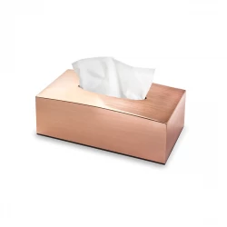 Vague Acrylic Tissue Box Metal Finish, Rose Gold Color