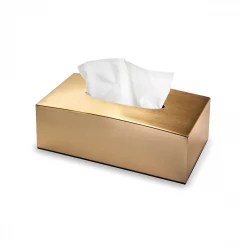 Vague Acrylic Tissue Box Metal Finish, Gold Color