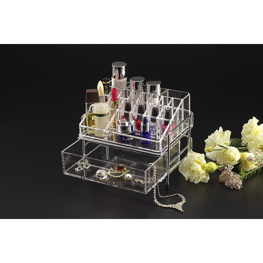 Vague Medium Acrylic Cosmetic Jewelery Box 1 Drawer