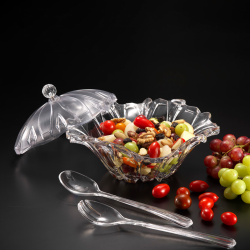 Vague Acrylic Salad Bowl with Spoon & Fork Servers