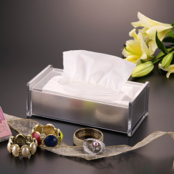 Vague Acrylic Tissue Box, 27 Cm, Silver Color