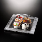 Vague Acrylic Square Serving Set, Silver Color, 31 Cm