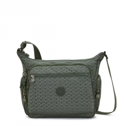 Kipling Gabbie Medium Crossbody Sign Green Embosse