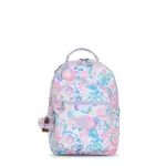 Kipling-Seoul Backpack With Tablet Compartment-Aqua Flowers, Small