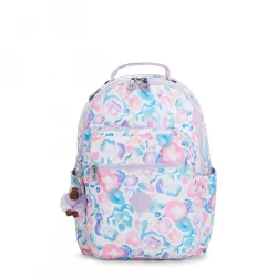 Kipling-Seoul Backpack Aqua Flowers, Large