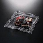 Vague Acrylic Square Dessert Serving Set Clear 30 centimeter