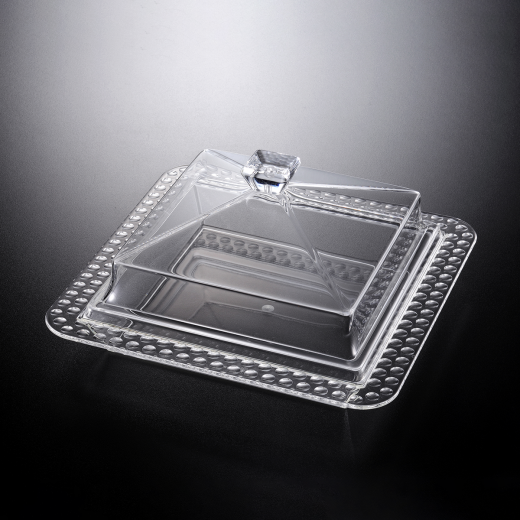 Vague Acrylic Dessert Serving Set, Square Shape, Medium Size