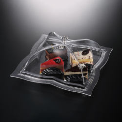 Vague Acrylic Square Dessert Serving Set Clear 30 centimeter