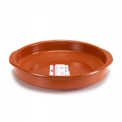 Arte Regal Brown Clay Round Deep Plate with Handle 36 centimeters