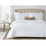 English Home Vivian Framed Cotton Satin Double 4 Pillows Duvet Cover Set  White 200x220 cm