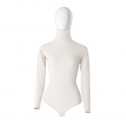 RUUQ Women's Bodysuit Long Sleeve with Hijab Cap - Ivory - Small