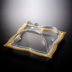 Vague Acrylic Square Dessert Serving Set Golden 35 centimeter